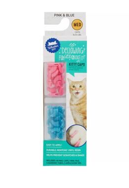 Whisker City Pink & Blue Cat Nail Caps, Nail File & Adhesive Small Cat 40 Count